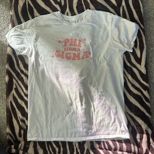 Phi Sigma Sigma white w/ pink letters T-Shirt Size Large